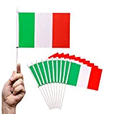PHENO FLAGS Bandierina dell’Italia - Bandiera italiana 12,7 x 20,32 cm - Bandiera con asta di 30cm - 10 bandierine ...