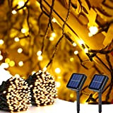 PhilzOps Catena Luminosa Solare Esterno, 2 Pezzi 22M 200 LED Natale Luce Stringa Solari Esterno 8 Modalità Impermeabile Luci LED ...