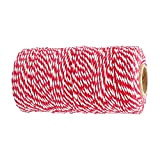 PINGDONGHANG 1 Pz Rosso E Bianco Corda Di Natale Per Wrapping100M Rosso Cotone String Spago Durevole Bakers Spago Per Artigianato