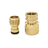Pipe Fitting 5set 1/2 3/4 Garden Hose Quick Connector Water Tap Metal Threaded Water Pipe Connector Copper (Color : 1I2)