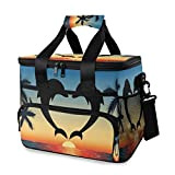 Plam Tree Dolphin Sunset Cooler Bag Isolato Cestino da picnic 15L Portatile a tenuta stagna, con manico a spalla per ...