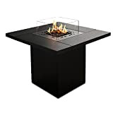 Planika Square Table Tavolo da fuoco a gas, braciere con tavolo, nero, per esterni, resistente alle intemperie, giardino e terrazza, ...