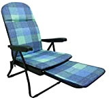 Poltrona sedia sdraio in metallo imbottita con poggiapiedi schienale regolabile reclinabile per casa salotto prendisole balcone