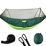 Portable Hanging Bed, Portable Hammock Camping Hammock Travel Hanging Bed for Two People with Mosquito Net Indoor Outdoor Hammock(Green)