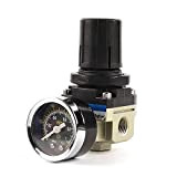 Pressure Reducing Valve,1/4" Air Pressure Regulator Compressor Pump Gas Regulator Treatment Units with Adjustable Gauge,F (A)