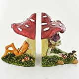 Prezents.com - Fermalibri Pixie attraverso il fungo - sculture di fantasia novità per giardino fatato, elfi magia e decorazione per ...