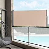 pro.tec Paravento Estraibile (AxL) 120x300 cm Frangivento in Tessuto Impermeabile per Terrazzo/Balcone Schermo Laterale Divisorio - Color Sabbia