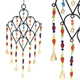 Purity Style - Campanello a vento indiano in metallo con perline colorate e campane, per interni ed esterni, per giardino