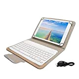 PUSOKEI Custodia Universale per Tablet con Tastiera Bluetooth, Custodia Protettiva in Pelle PU per Tablet da 9,7 Pollici a 10,1 ...