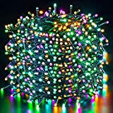 Quntis Luci Natale Esterno 100m 1000 LED, IP44 Impermeabile Catena Luminosa Colorata con 8 Modalità Natale decorazioni Interno, illuminazione Natalizia ...