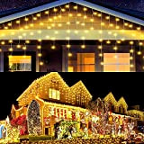 Quntis Tenda Luminosa Esterno 10M 400 LED, Bianco Caldo Tenda Luci Natale Esterno Con Funzione Timer IP44 impermeabile, Prolungabile Luci ...