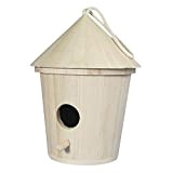 Rayher 62280000 casetta nido mangiatoia per uccelli in legno naturale cilindrica con tetto conico e foro d'entrata FSC Mix Credit, 16 cm