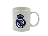 Real Madrid - Tazza per colazione in scatola, in ceramica, 300 ml, colore bianco con scudo in blu, prodotto ufficiale ...