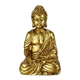 Relaxdays Buddha, Figura da Giardino, Resistente alle Intemperie, Buddha Seduto, in Poliresina, 40x23,5x16,5 cm, Dorata