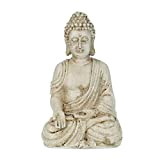 Relaxdays Buddha, Figura da Giardino, Resistente alle Intemperie, Buddha Seduto, Poliresina, HLP 17,5x10,5x7,5 cm, Crema