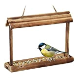 Relaxdays Mangiatoie per Uccelli, Casette in Legno Dispenser di Mangime da Esterno, Decorazione da Giardino, Marrone
