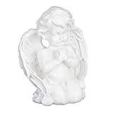 Relaxdays Statua Angelo Custode, Inginocchiato & in Preghiera, Resistente alle Intemperie & Gelo, Decorazione, Bianco