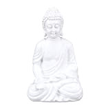 Relaxdays Statua del Buddha Seduto, Figura da Giardino HLP: 40x24x16 cm, Resiste a Intemperie e Gelo, Poliresina, Bianco, 100%