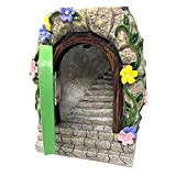 Resin Garden Fairy Door, Miniature Solar Fairy Door, Giardino Fata Pietra Porta Finestre Artigianato Artigianato per Bambini, Fairy Garden Solar ...