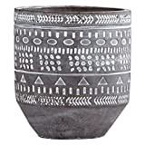 Rivet - Vaso per piante, da esterni e interni, in cemento, con dettagli pitturati, 12,7 cm, grigio e bianco