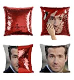 Ryan Reynolds The Red Carpet_MA0311 Pillow Cover Sequin Mermaid Flip Reversible Cuscino Meme Emoji Actor Girls Boys Couch Office Sofa ...