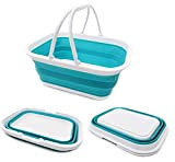 Sammart - Cestino pieghevole con manico, 15,5 l, cestino da picnic portatile da esterno, borsa per la spesa pieghevole, contenitore ...