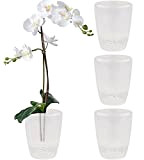 ⭐ SANTINO Set-Di-4 Vasi Per Orchidee D 15 cm Vaso Autoinnaffiante Con Sistema Stoppino Indicatore Del Livello Dell'acqua Per Interni ...