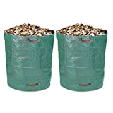 Schramm® 2 Pezzi Sacchetti da Giardino 500L Polipropilene Verde Tessuto PP Sacchetto da