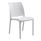 sedia da giardino in plastica design moderno colorata (Bianco)