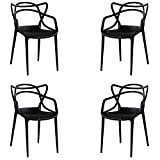 Sedia polipropilene impilabile per interni esterni giardino bar cucina design moderno Curve MARK (Nero, 4)