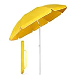 Sekey® Ombrellone Ø 160 cm Tondo Ombrello Parasole da Esterno da Giardino da Spiaggia Giallo Protezione Solare UV20+