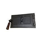 sellon Sportello di ispezione in ghisa, 31 x 16 cm, maniglia in legno, porta del forno, colore nero