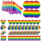 Set Arcobaleno Gay Pride, Bandierine Stick Palmari LGBT, Adesivi Gay Pride, Spille Arcobaleno 66 Pezzi Set per Celebrazione Gay Pride ...