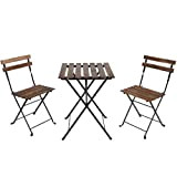 Set Bistro, tavolino + 2 sedie, comodo e portatile, utile per arredo bar, arredo giardino, picnic, semplice ed elegante (Acacia, ...