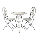 Set da giardino tavolino e 2 sedie pieghevoli in ferro grigio grigio