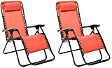 Set di 2 sedie sdraio sdraio sdraio a gravità zero sedie da spiaggia, sedie a sdraio, colore arancione