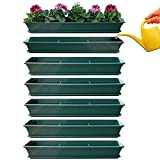 Set di 6 fioriere da balcone, con sistema di irrigazione e sottovaso, da 100 cm, di colore verde