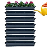 Set di 6 fioriere da balcone, con sistema di irrigazione e sottovaso, da 100 cm, di colore antracite