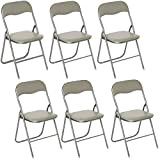 Set di 6 sedie pieghevoli in PVC, colore: tortora