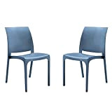 set di sedie poltrone da giardino in plastica design moderno (Blue, 2)