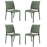 set di sedie poltrone da giardino in plastica design moderno (Green, 4)