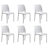 set di sedie poltrone da giardino in plastica design moderno (White, 6)