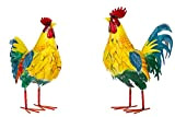 Set di statuette giganti in metallo con gallina e gallina, statuetta decorativa da giardino (gallo e gallina V1)
