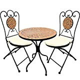 Set di tavolo più sedie da giardino, 5 pezzi, in stile mosaico mediterraneo, mobili da giardino, da bistrò