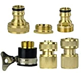 Set of 6 Brass Garden Lawn Water Hose Pipe Fitting Set Connector Tap Adaptor by Gardeningwill
