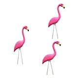 Sharplace 3 Pezzi Realistico Flamingo Fenicottero Statua Figura Ornamento Cortile Giardino Plastica Rosa Regale
