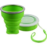 shibby Silicone Pieghevole - Bicchiere Colore Verde, Coppa da Viaggio Pratica Bicchiere da Campeggio - 210ml