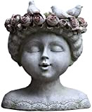 Siunwdiy Giardino Creativo Flowerpot Head, Dea Goddish Head Planner Statue Diametro di Grandi flowerpots Diametro Decorazione Esterna,32cm * 36cm * ...