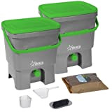 Skaza Bokashi Organko Set (2 x 16 L) Compostiera 2X per Giardino e Cucina in plastica Riciclata | Starter Set ...