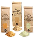 Smokey Olive Wood 3x 300ml, polvere per affumicatura a freddo - 1x olivo, 1x aranceto, 1x mandorlo